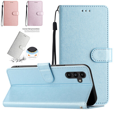 Hülle für Samsung A13 A51 A33 A73 einfarbig PU Leder Geldbörse Etui Handyhülle