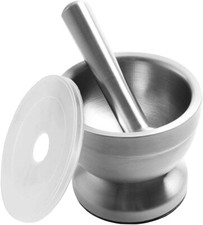 Mortar and Pestle Set &ndash; Stainless Steel Spice Grinder, Herb Bowl & Pill Crusher