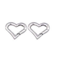 2x Key Hanging Heart Shape Stainless Steel Metal Carabiners Buckle
