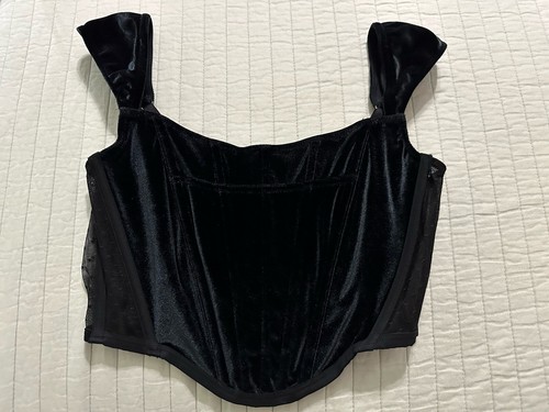 Victoria Secret Ladies Dream Angels Medium Black Velvet Corset Top Retail $79.95