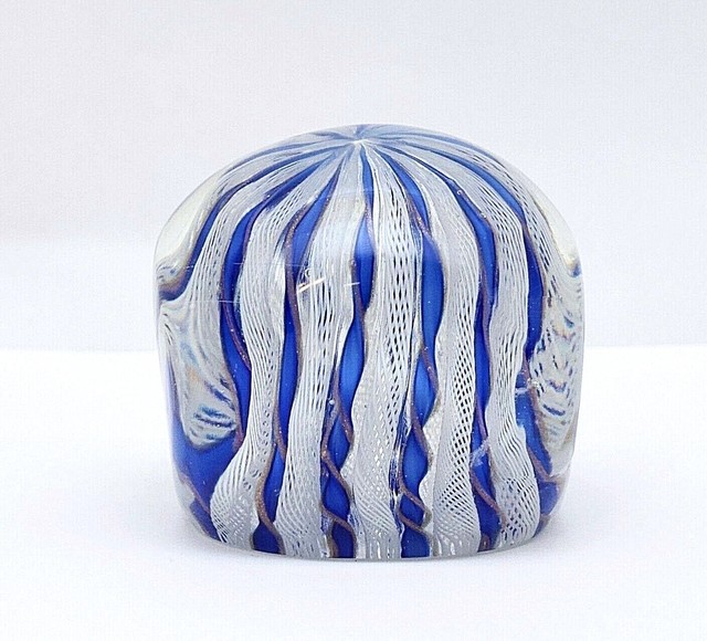 Glass Paperweight Art Glass Faceted Blue Murano Italy eBay
