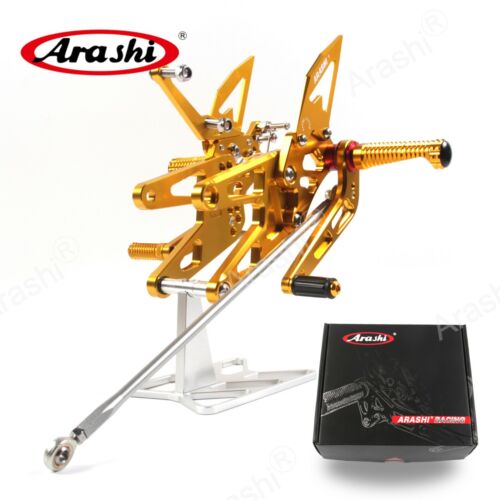 Arashi GOLD Racing Footrest Rearsets Foot Pegs for Yamaha YZF R6 2003 2004 2005 - Picture 2 of 9