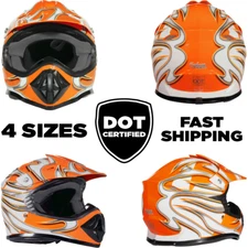 Orange Youth Motocross Helmet Child Kid DOT UTV ATV MX OffRoad Riding Gear Dirt 