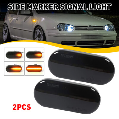 For VW MK4 Golf GTI R32 Jetta Smoked Lens Amber LED Front Side Marker Lights