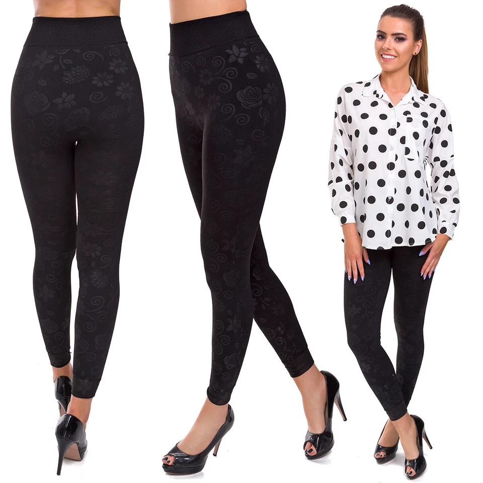 FUTURO FASHION Womens High Waisted Winter Leggings Patterned Warm Thick Slimming Pants FS29070