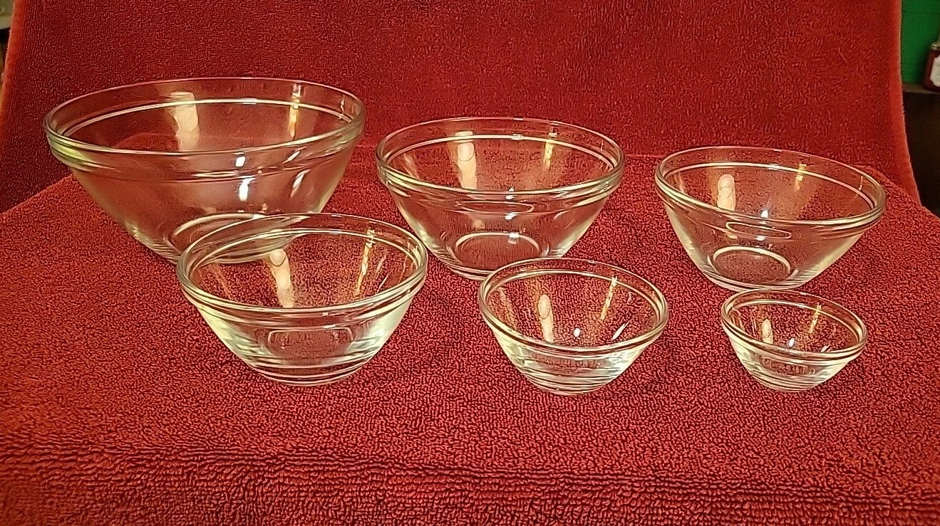Bormioli Rocco Nesting Bowls Graduated Glass Baker 6 Chef Food Prep Perfect 👍