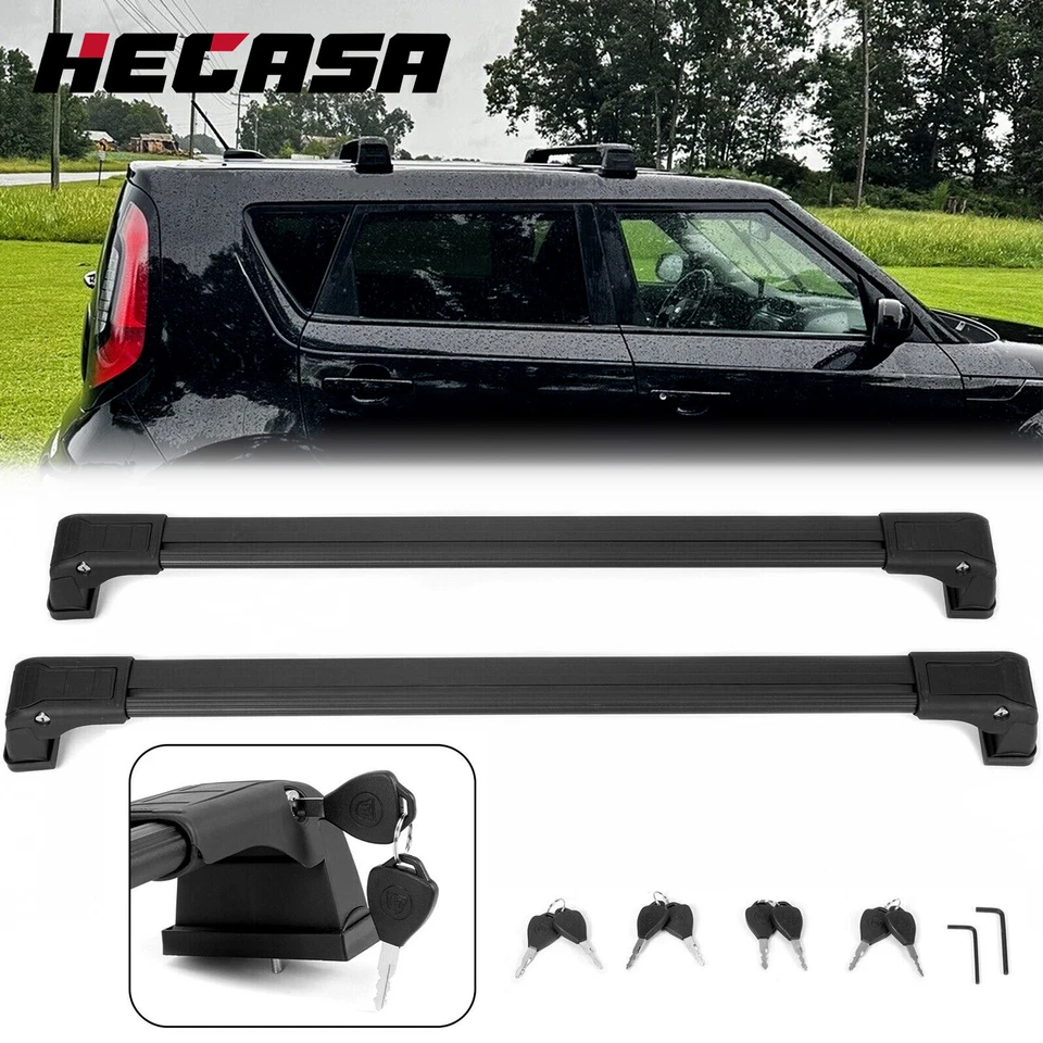 Roof Rack Cross Bar Luggage Carrier Aluminium Lockable For Kia Soul 2014-2019 Foto 3 de 4