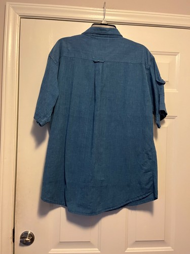 Vintage Members Only Denim Shirt XLarge Men's Blue Short Sleeve Button Front - Picture 2 of 2