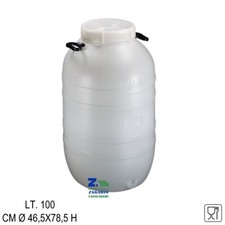 FUSTO IN PLASTICA PER ALIMENTI LT 100 TAPPO A VITE BOCCA LARGA PREDISPOSTO