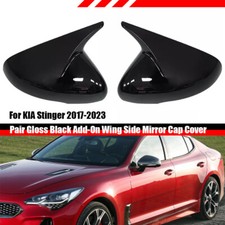 FOR 17-23 KIA STINGER GT M STYLE GLOSS BLACK SIDE MIRROR COVER CAP ADDON OVERLAY