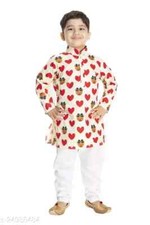 Indian Traditional Wear Boys Art Silk Printed Fancy Boys Kurta Sets Pack of 1 