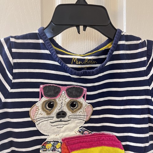 Mini Boden Meerkat Lift the Flap Backpack Applique Tee Shirt Girls Size 7-8 - Picture 2 of 11