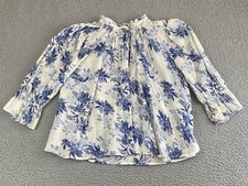 Anthropologie Free People Artsy Boho Ruffle Cottagecore Blouse Floral Top XS EXC