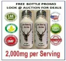 2 Bottles - NEW ZEALAND RED DEER ANTLER VELVET 2000mg Extract IGF-1 Organic 2028