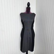 Chaps Colorblock Sheath Dress Stetch Black Gray Poly Rayon Elastane Zip Sz 12