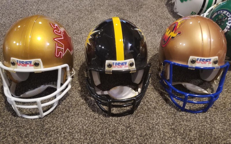 USFL Mini Helmets Lot of 19 / 3 5/8 Size / Complete Set of USFL Helmets