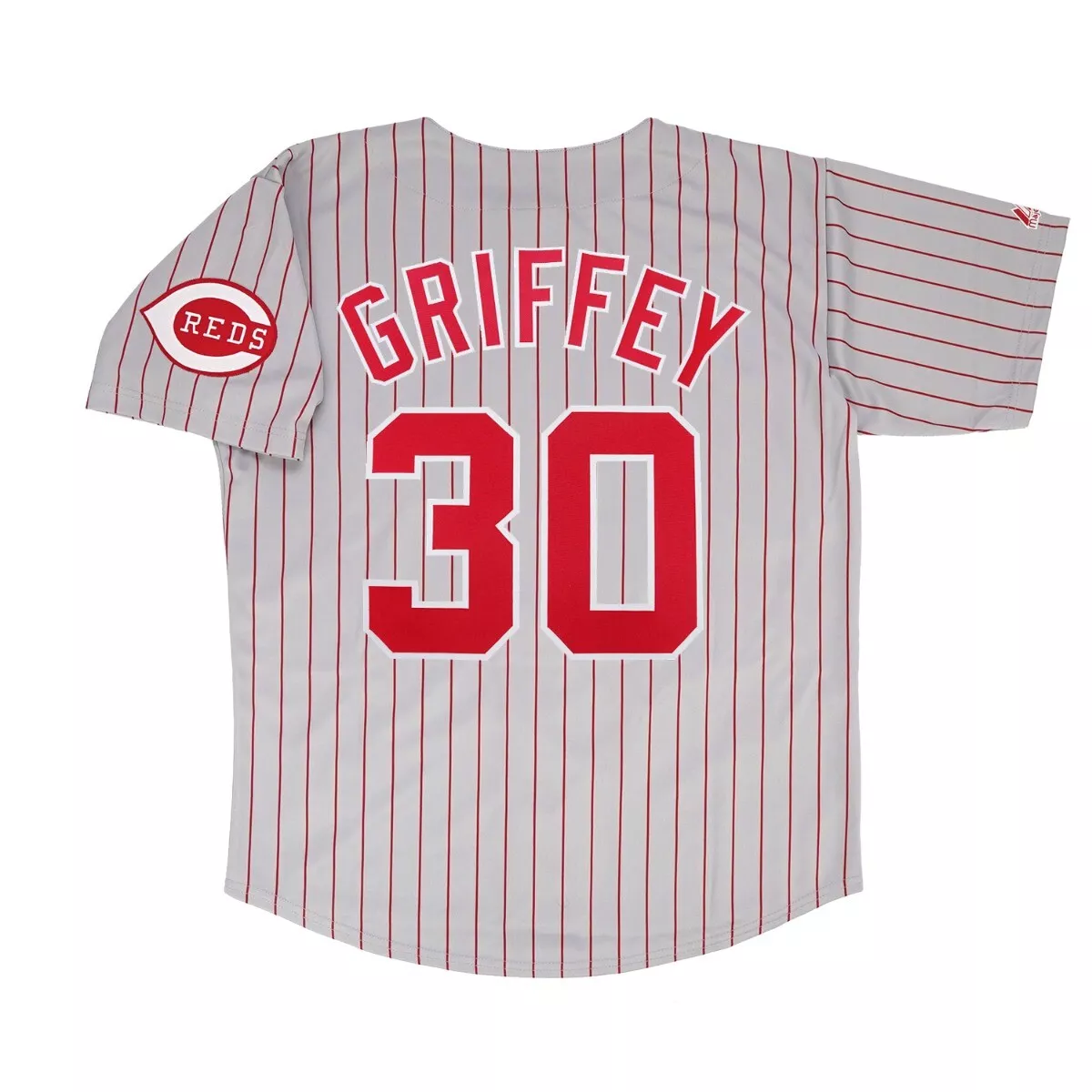 Ken Griffey Jr. Cincinnati Reds Grey Road Jersey w Team Patch Men s S 3XL