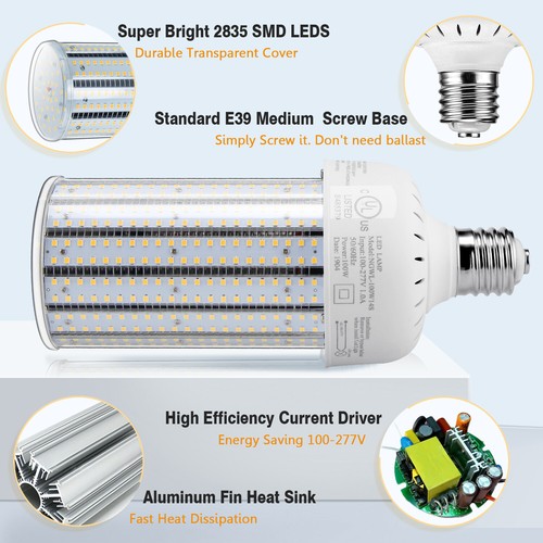 100W-300W LED Corn Bulb Light Replace 400W-1500W MH Garage Street Light E39 5K - Picture 13 of 52