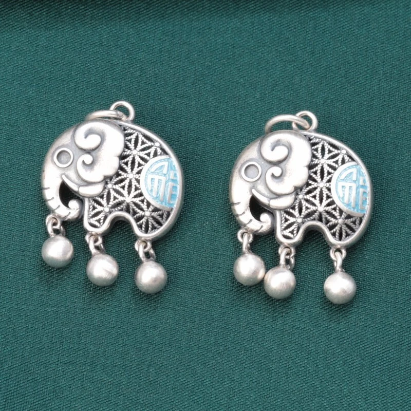 A22 Rimorchio Elefante Con Motivo E Palline D'Argento Argento Fine 990 - Immagine 3 di 4