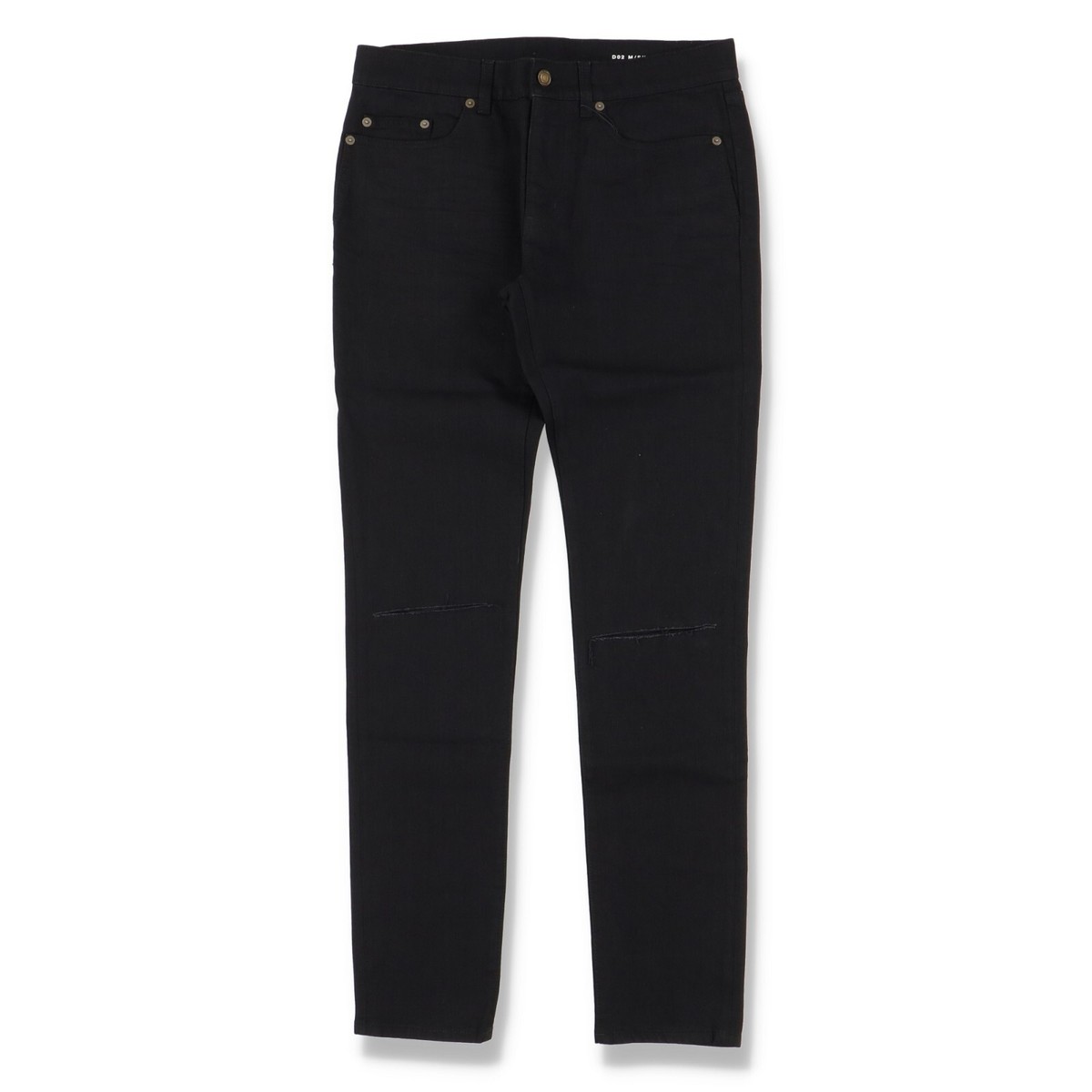 Saint Laurent Paris D02 Black Knee Ripped FW16 Skinny Jeans | Size 