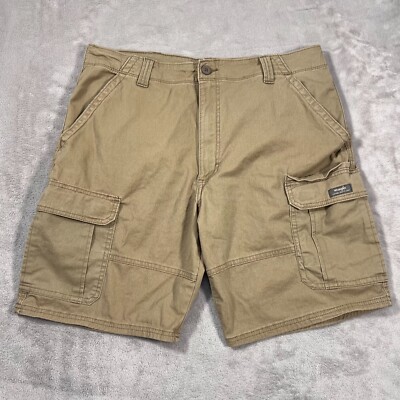 Wrangler Cargo Shorts Mens 36 Waist Beige Canvas Relaxed Fit