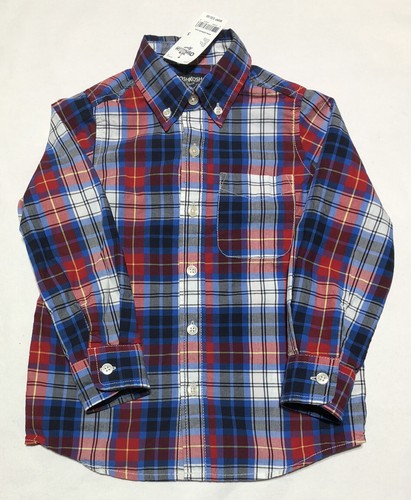 Oshkosh Long Sleeve Button Down Plaid Shirt Kids Boys Size 5 MSRP $30 New - Picture 4 of 11