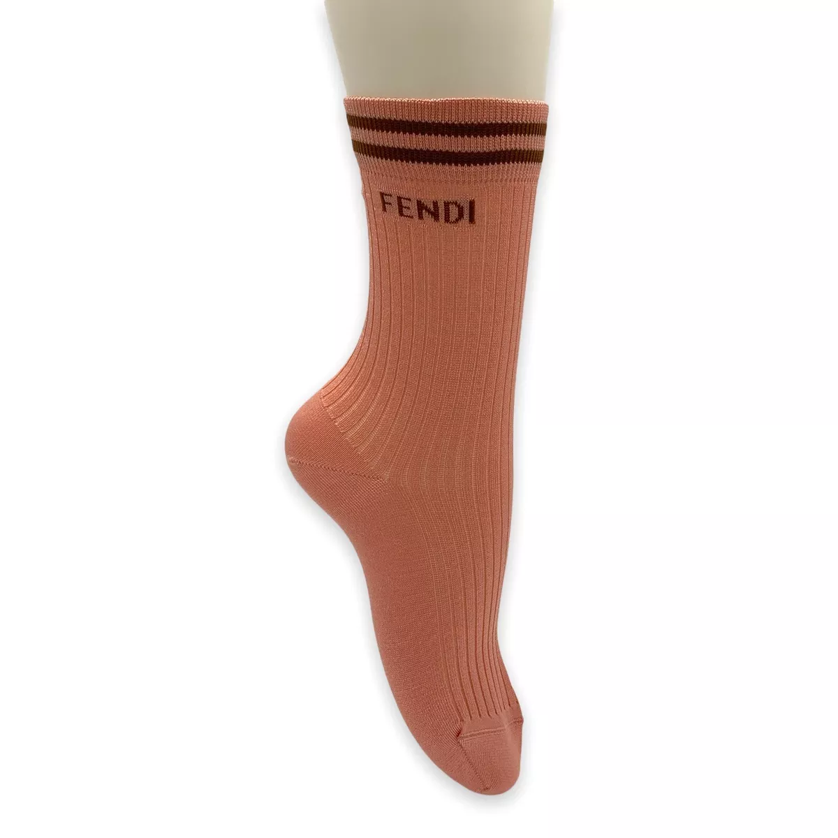 FENDI WOMEN PINK FXZ552 AAWL F0QD1 NITTED FABRIC STRIPED RIBBED