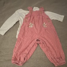 Jojo Maman Bébé 6-12 Months Dungarees Baby Girl With M&S Cord Dress