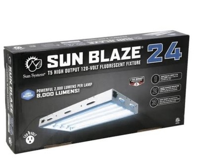 Sun Blaze T5 High Output 24W 120V 8000 Lumens Fluorescent Grow Light Kit