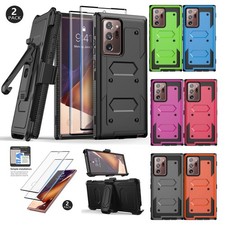 For Samsung Galaxy Note20 Ultra 5G Case Cover Hybrid Belt Clip / Tempered Glass