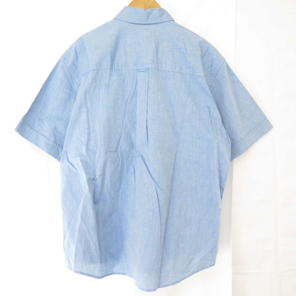 LACOSTE Washed Oxford Short Sleeve BD Shirt CH6419 Size 39 S/M Blue mens USED thumbnail 2