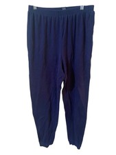 Lands' End Women's Navy Blue Pull-On Pants Size Large 14-16 Elastic Waist 100 C