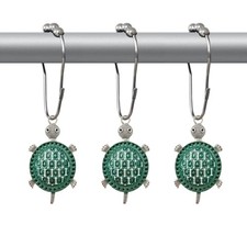 Teal Sea Turtles Shower Curtain Hooks Stainless Steel Decorative Teal turtle