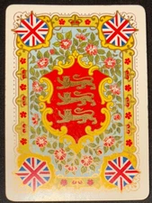 1 SWAP PLAYING CARDS VINTAGE ENGLISH WIDE ROYALTY UNION JACK FLAGS COAT OF ARMS