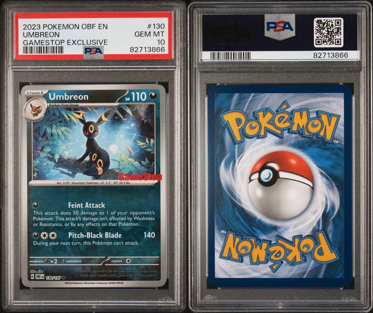 PSA 10 2023 Pokemon Umbreon 130/197 Obsidian Flames Gamestop PSA 10 2023 Pokemon Umbreon 130/197 Obsidian Flames Gamestop