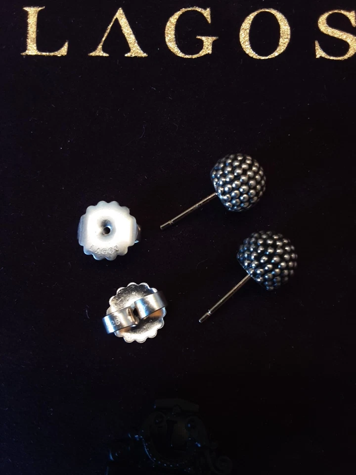 LAGOS Sterling Silver 8mm Signature Caviar Columbus Beaded Ball Stud Earrings - Image 2 of 4