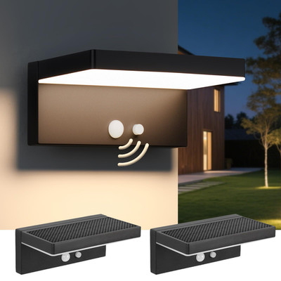 Brimmel Solar Motion Sensor Outdoor Lights 2-Pack - 600 Lumen 3 Modes Ip44