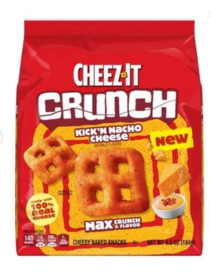   New Cheez It CRUNCH Kickin Nacho Cheese Real Cheddar Crackers Baked 6.5oz