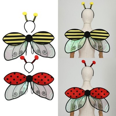 1Set Insect Wings Headband Halloween Cosplay Costume Bee Wings Headband Costume 