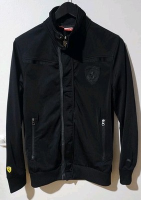 Puma Ferrari Full Zip Track Jacket Mens Small Triple Black Scuderia Authentic 