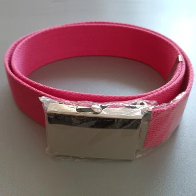 Cinturón rosa neón cinturón de tela 3,8 cm ancho con hebilla cromada aprox. 100 cm largo - Imagen 1 de 4