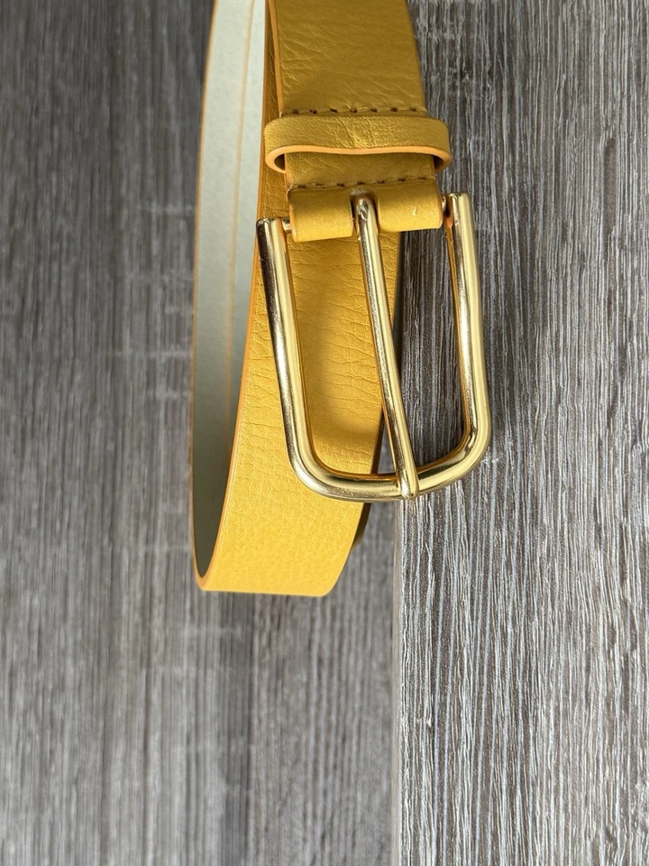 COLDWATER CREEK Women's Wide Gold Buckle Vivid Leather Belt Burnt Gold Size Lg - Image 2 of 4