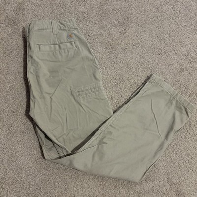 Carhartt Men's Durable Rugged Classic Beige Work Khaki Pants Size 34x30