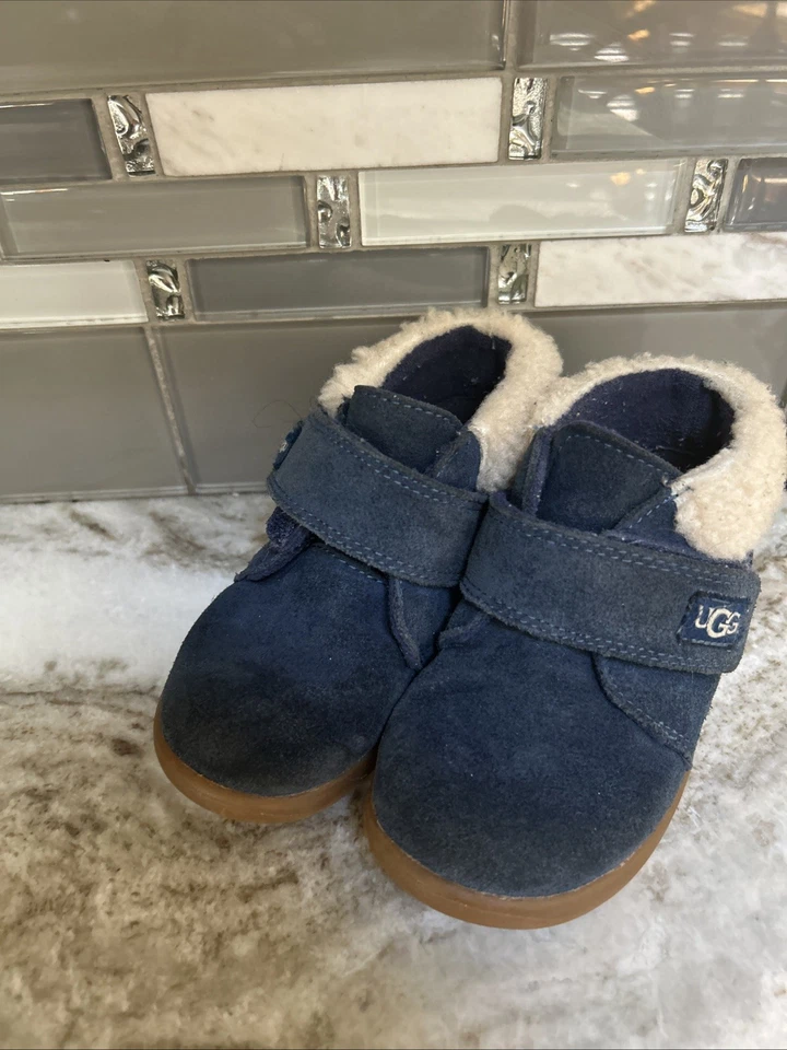 UGG 鞋 学步儿童 7 海军蓝 Nolen 正品剪绒麂皮绒皮靴 儿童 婴儿 — 第 2/4 张图片