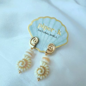 Authentic piper·k Natural Shell Spiral Dangle Earrings Gold Plated Lead Safe Nickel-Free