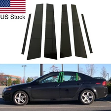 6pcs Glossy Black Pillar Posts Door Window Covers Trim For Acura TL 2004-2008