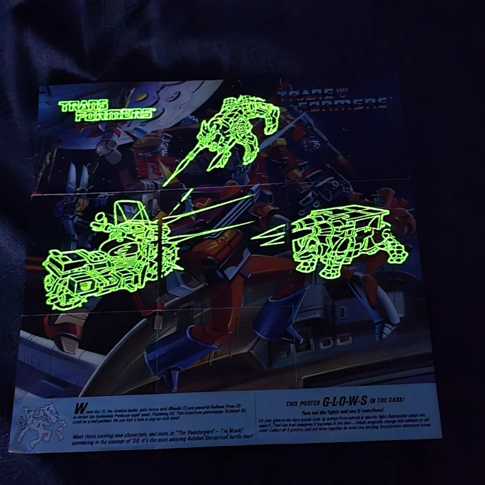 Rodimus Wreck-gar Insert Poster Glow In The Dark 1985 G1 Transformers Vintage - Image 3 of 3