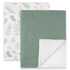 Blankets for Unisex Boys Girls, 2-Pack Muslin Cotton Front Soft and Breathabl...