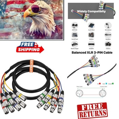 4 Colored 3 Ft XLR Snake Cable - Durable, Noise-Reducing Microphone Connection