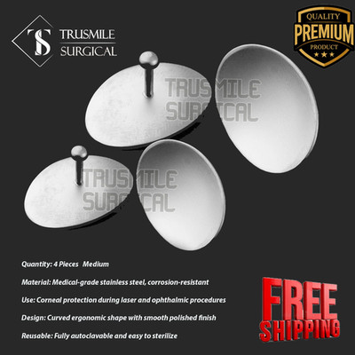 Corneal Eye Shield Stainless Steel | Medium  2 Pcs  | Laser Eye Protector |